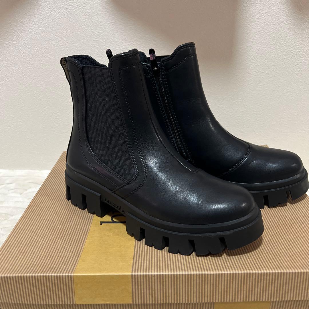 ☆新品未使用☆bussola 【ブソラ】ブラック サイドゴアブーツ size37