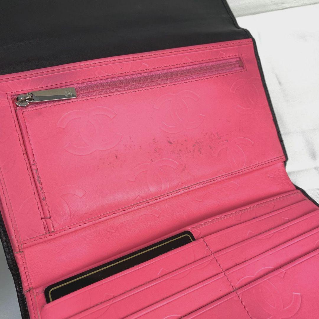 ギャランティ付属✨️極美品✨️ CHANEL カンボンライン 三つ折り 長財布