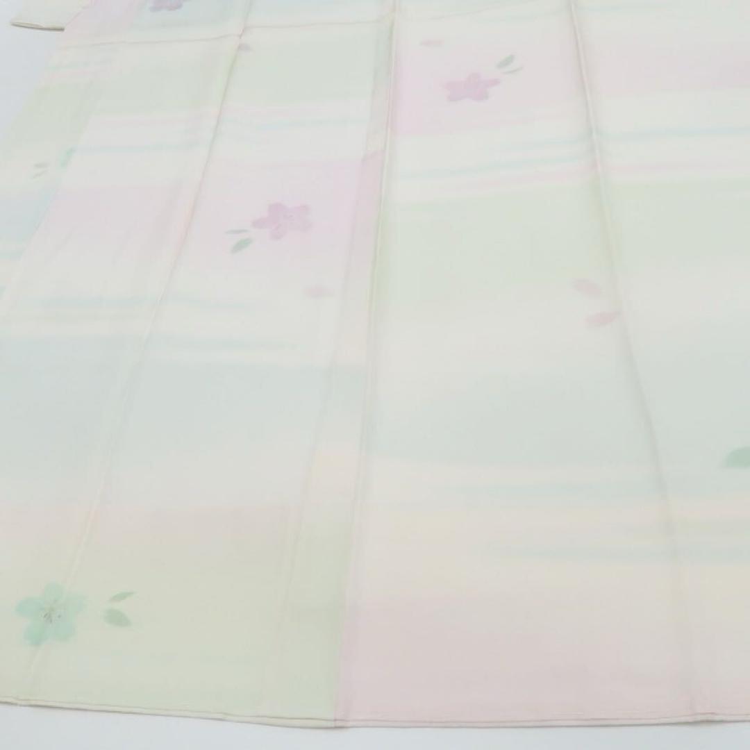 未着用 牡丹草木染 桜 着物 正絹“笑顔を灯す”仕付け糸付 長襦袢 5522