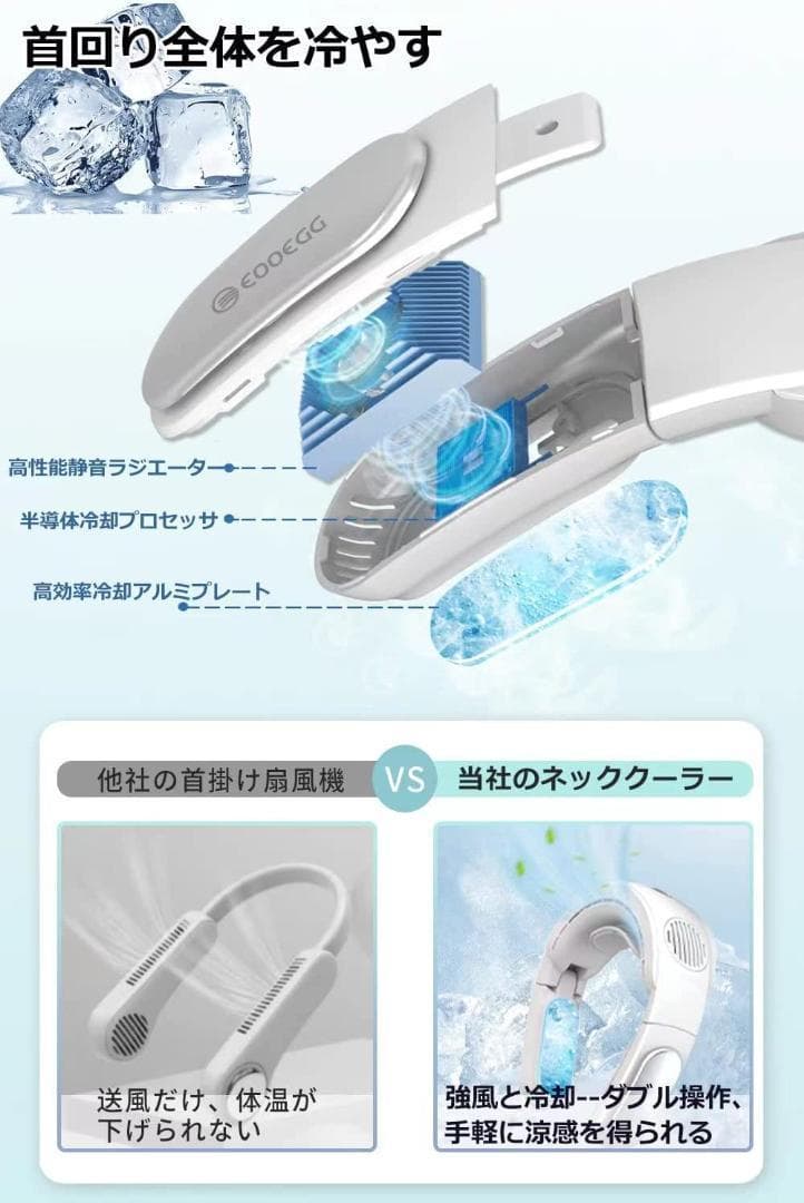 首掛け扇風機 ネッククーラー 冷感 携帯扇風機 羽なし扇風機 USB充電式