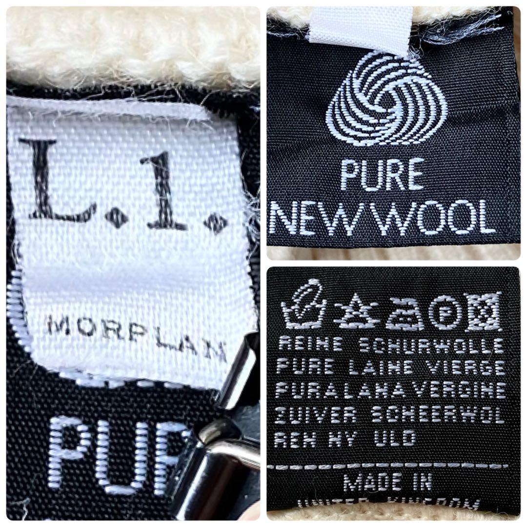 【美品】バーバリー ショルダー エルボーパッチ 長袖ニット 90s アイボリー