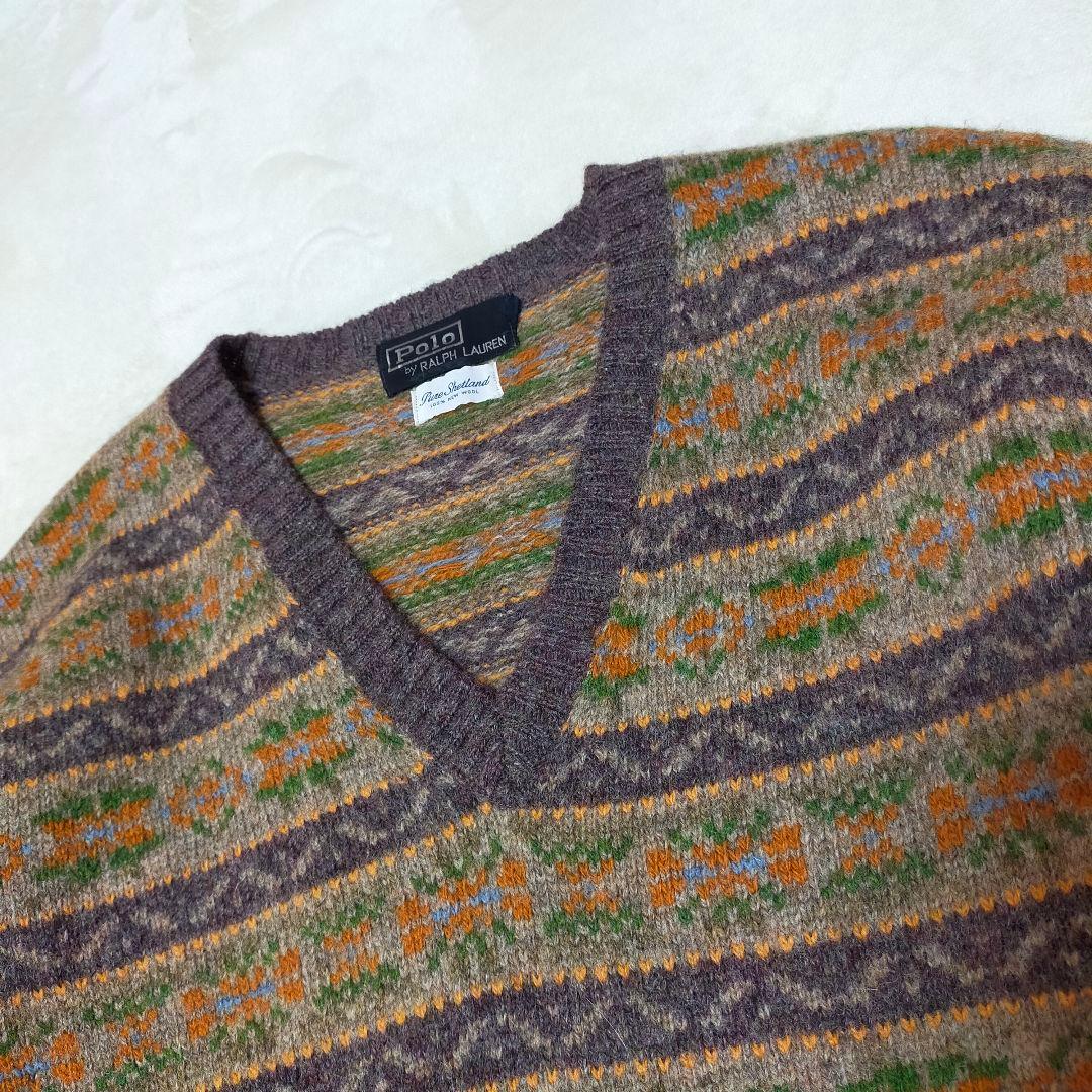 美品　90S　ポロラルフローレン　フェアアイル柄　シェットランドウール　ニット