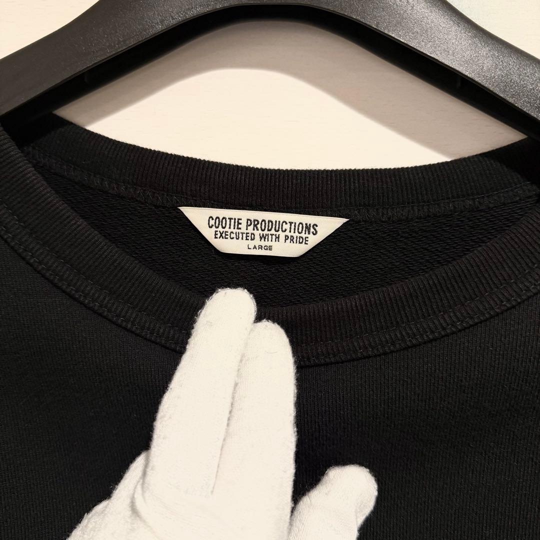 美品‼️クーティー COOTIE スウェット ブラック ロゴ L クルーネック 黒