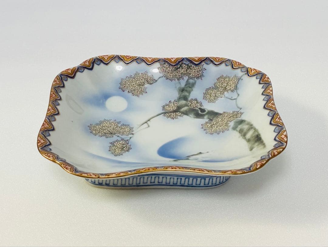 専用 明治末 大正 香蘭社 高級食器 色絵金彩桜樹鮎文 高台皿