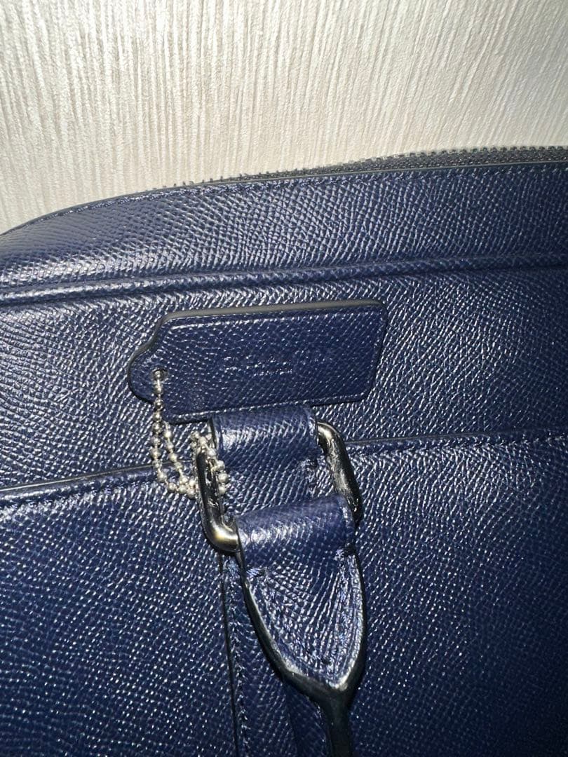 COACH コーチ ダークブルー レザー ビジネスバッグ