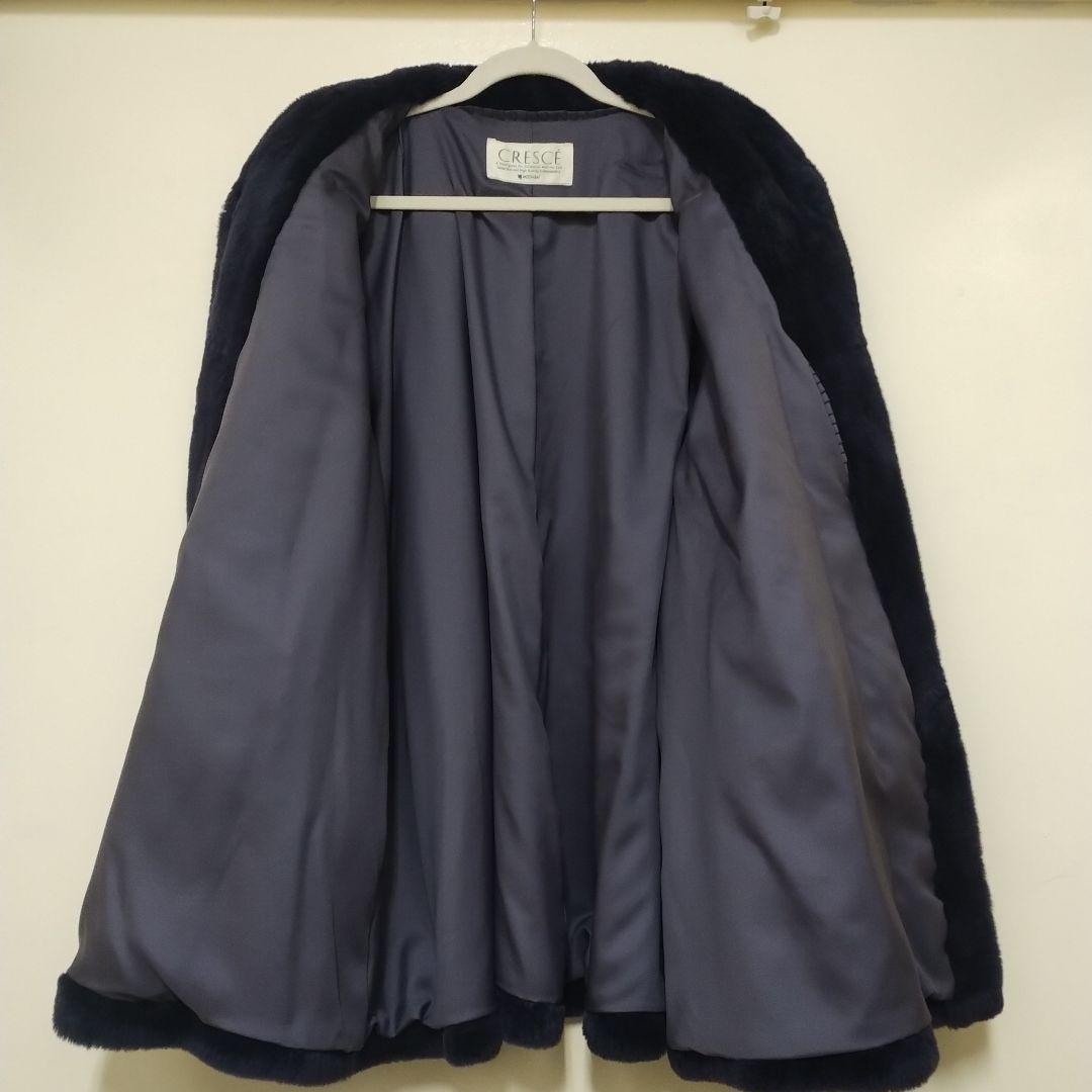 シェアードミンクコート ボタン付き パープル