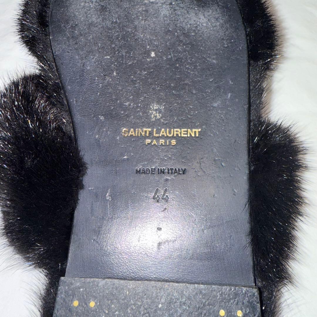 テ*ァ様 SAINT LAURENT ブラックファー・リアルミンクサンダル 44