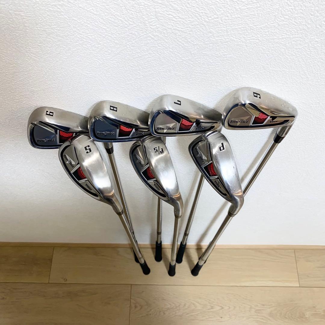 美品☆TOURSTAGEゴルフクラブ フルセット☆メンズ初心者キャディバッグ付S