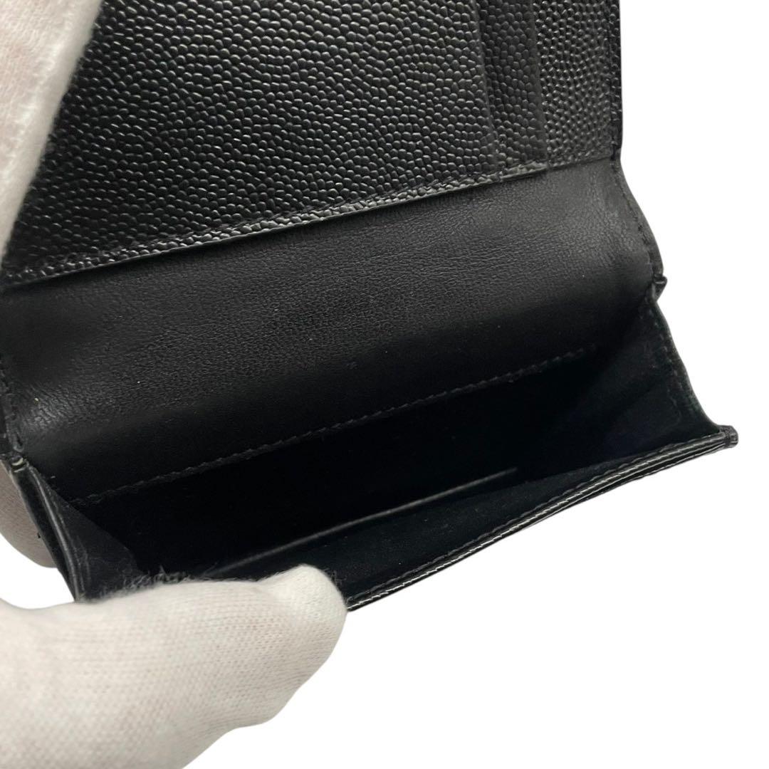 極美品✨サンローラン カードケース YSL カサンドラ キャビアスキン 黒