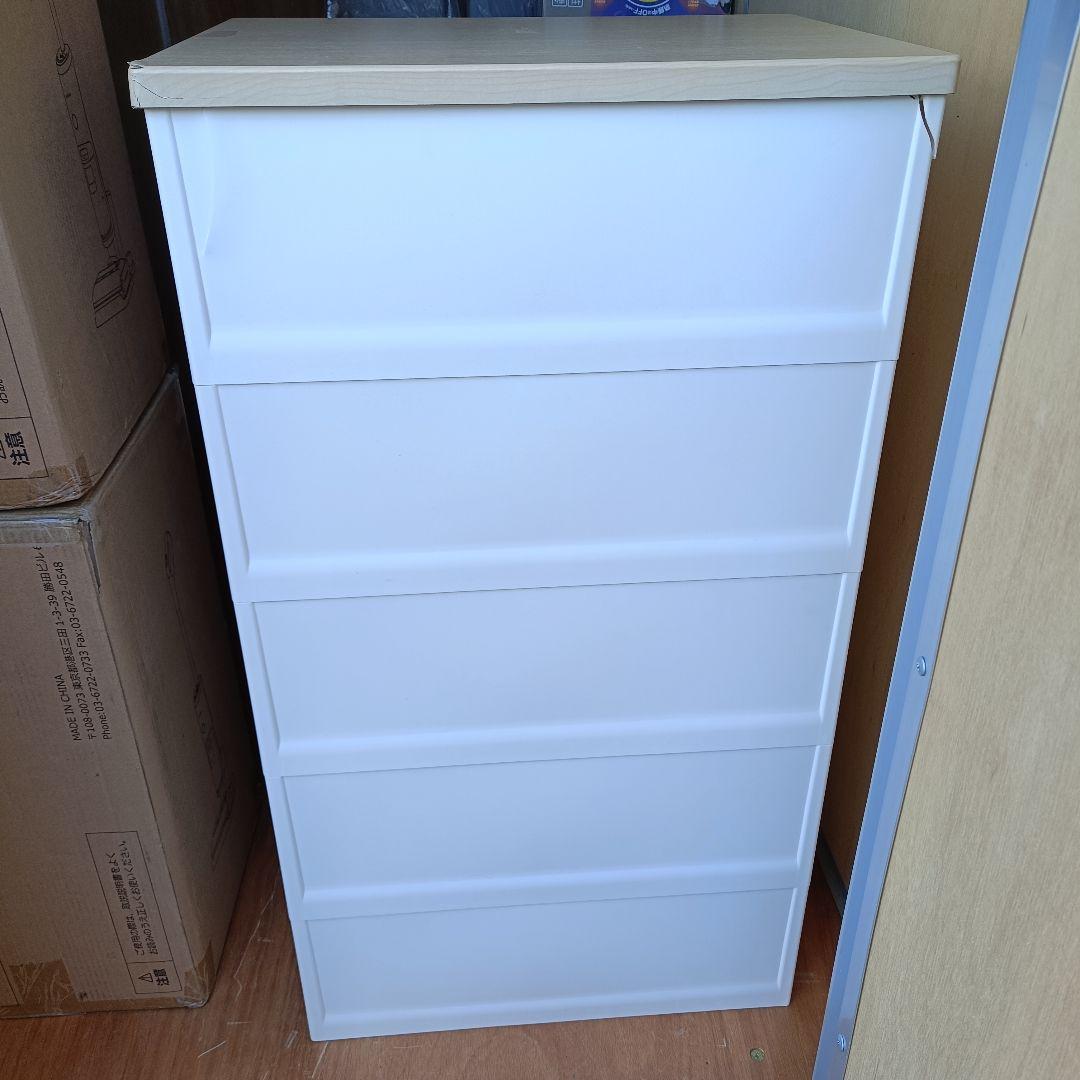 天馬 タンス 幅55×奥41×高105cm ホワイト／メープル F5505