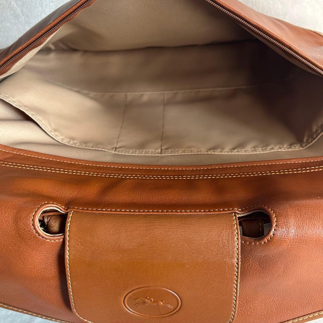 希少 美品 ロンシャン ボストンバッグ オールレザー 大容量 旅行 ゴールド