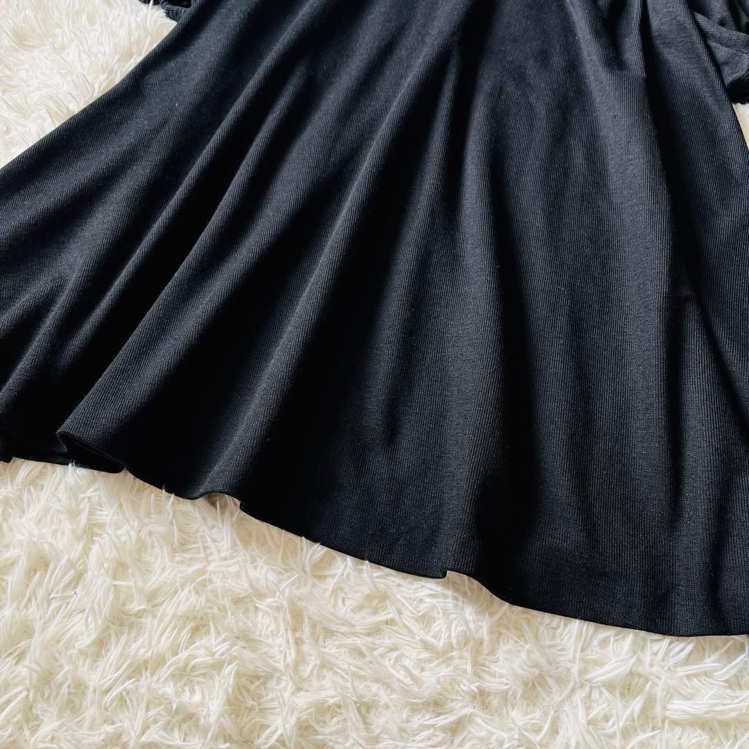 【美品✨】トゥモローランド　シルキーダブルフェイスクルーネックフレアワンピース