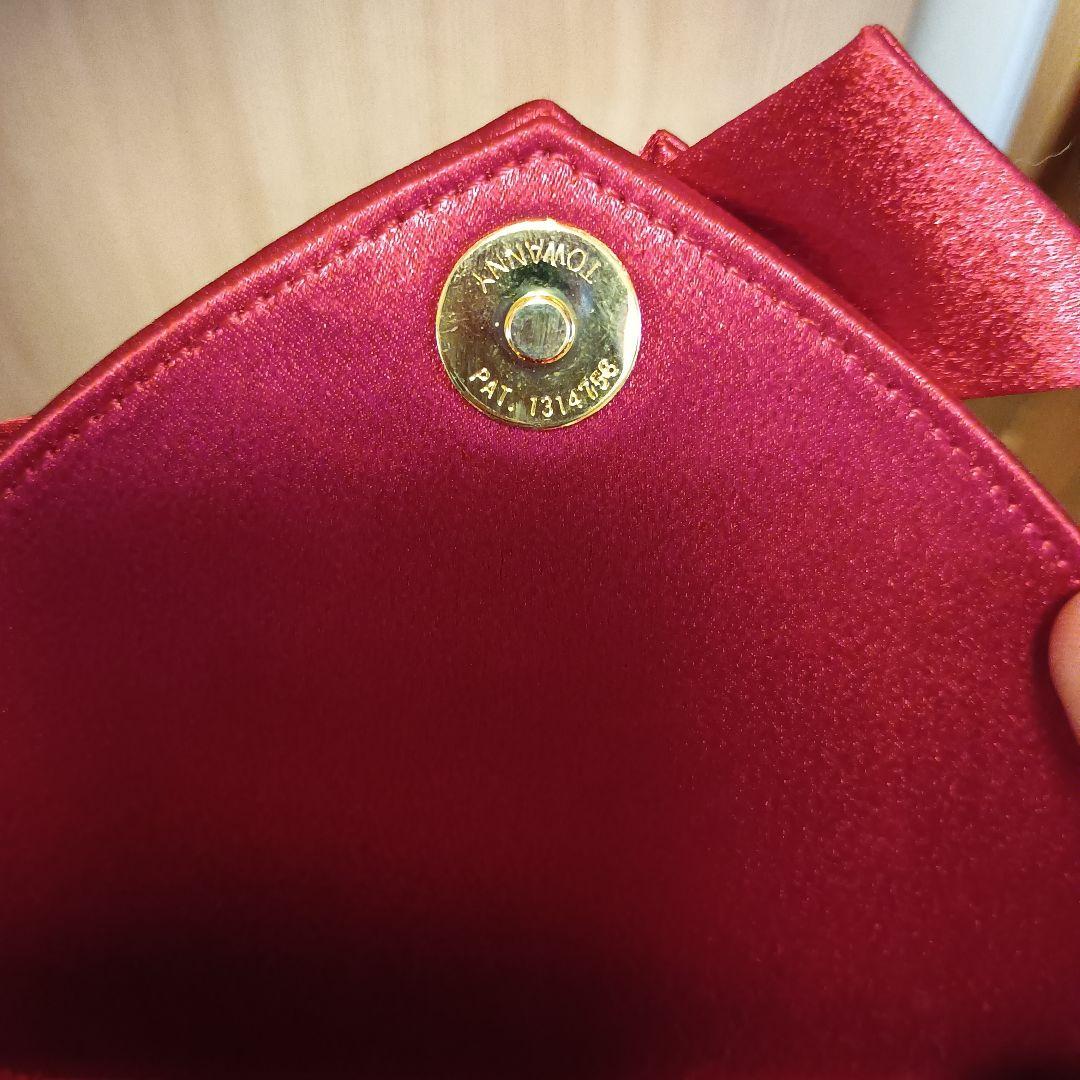 イヴ サンローラン リボン サテン ショルダーバッグ ポシェット レッド