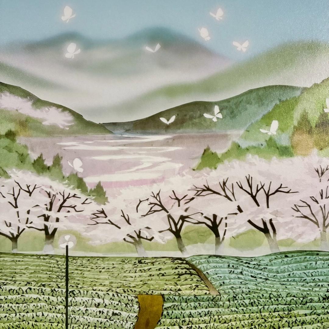 美品 藤城清治「茶畑の幻想」レフグラフ 直筆サイン入 作品保証書有 影絵作家