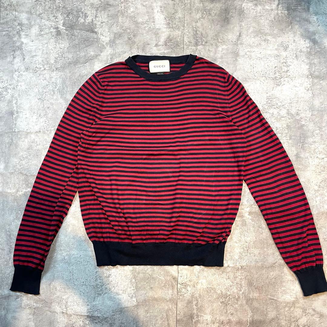 GUCCI ボーダーニット セーター コットン×カシミヤ Mサイズ