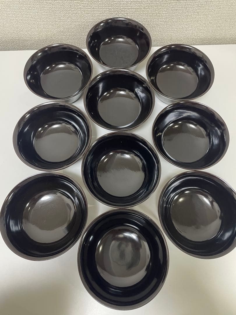 黒漆器 黒漆 内黒塗 漆器 吸物 懐石椀 煮物椀 10客 唐草柄 アンティーク