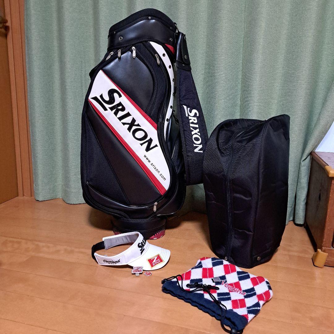Srixonキャディバッグ9インチ美品。サンバイザーとアイアンカバーオマケ