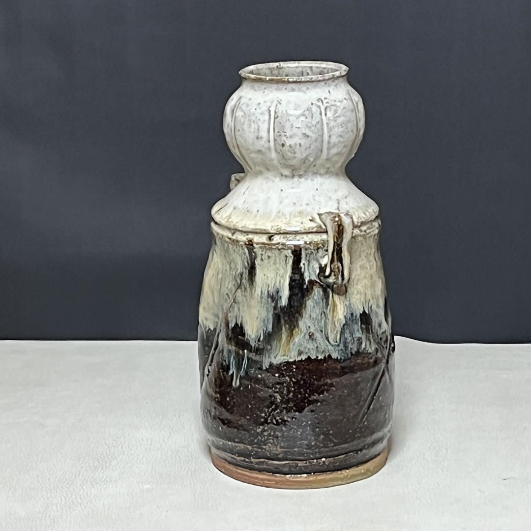 kei 高取焼宗家 十二代 高取八山 高取 耳付 花入 共箱 k3540