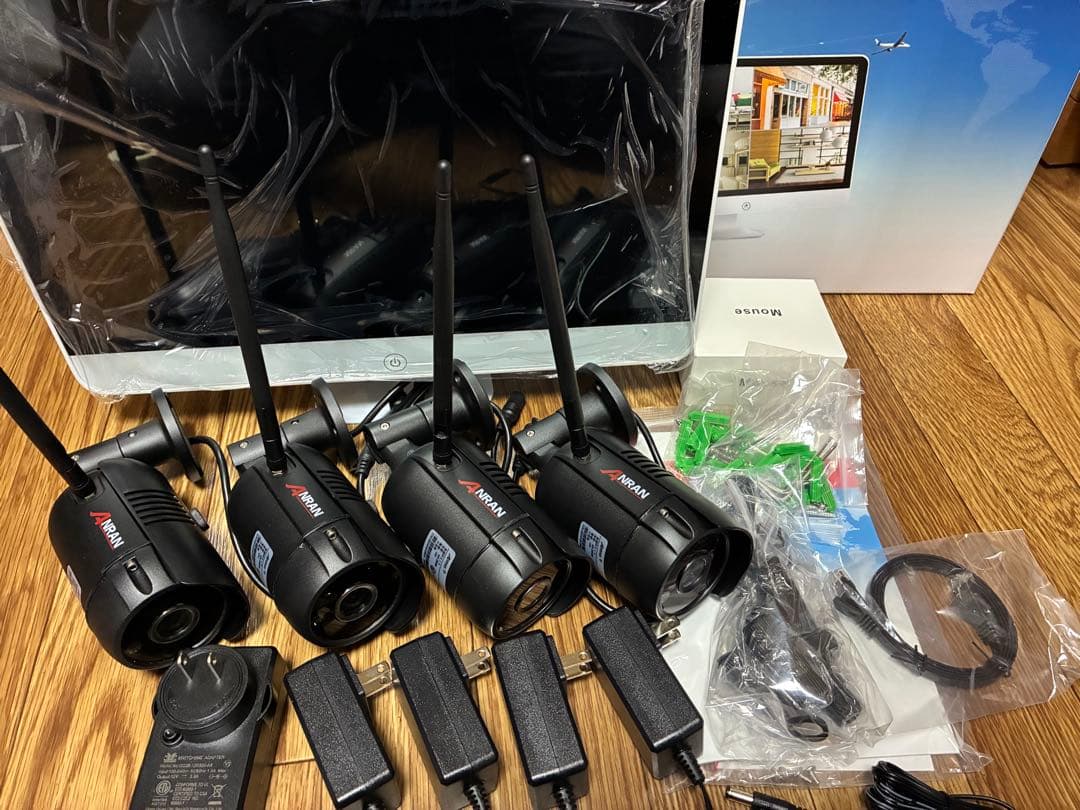 ANRAN 15インチモニター無線WiFi防犯カメラキット 4台セット