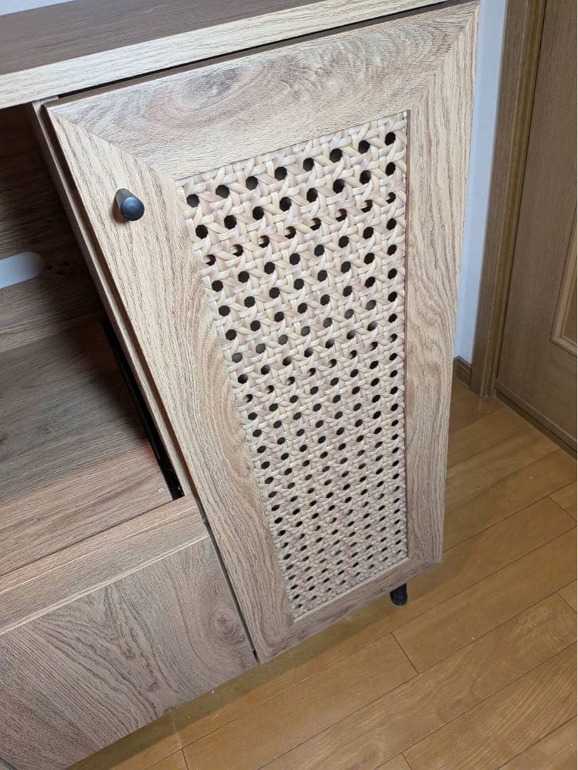 ■送料込■LOWYA ラタン調キッチンカウンター90 棚 収納台