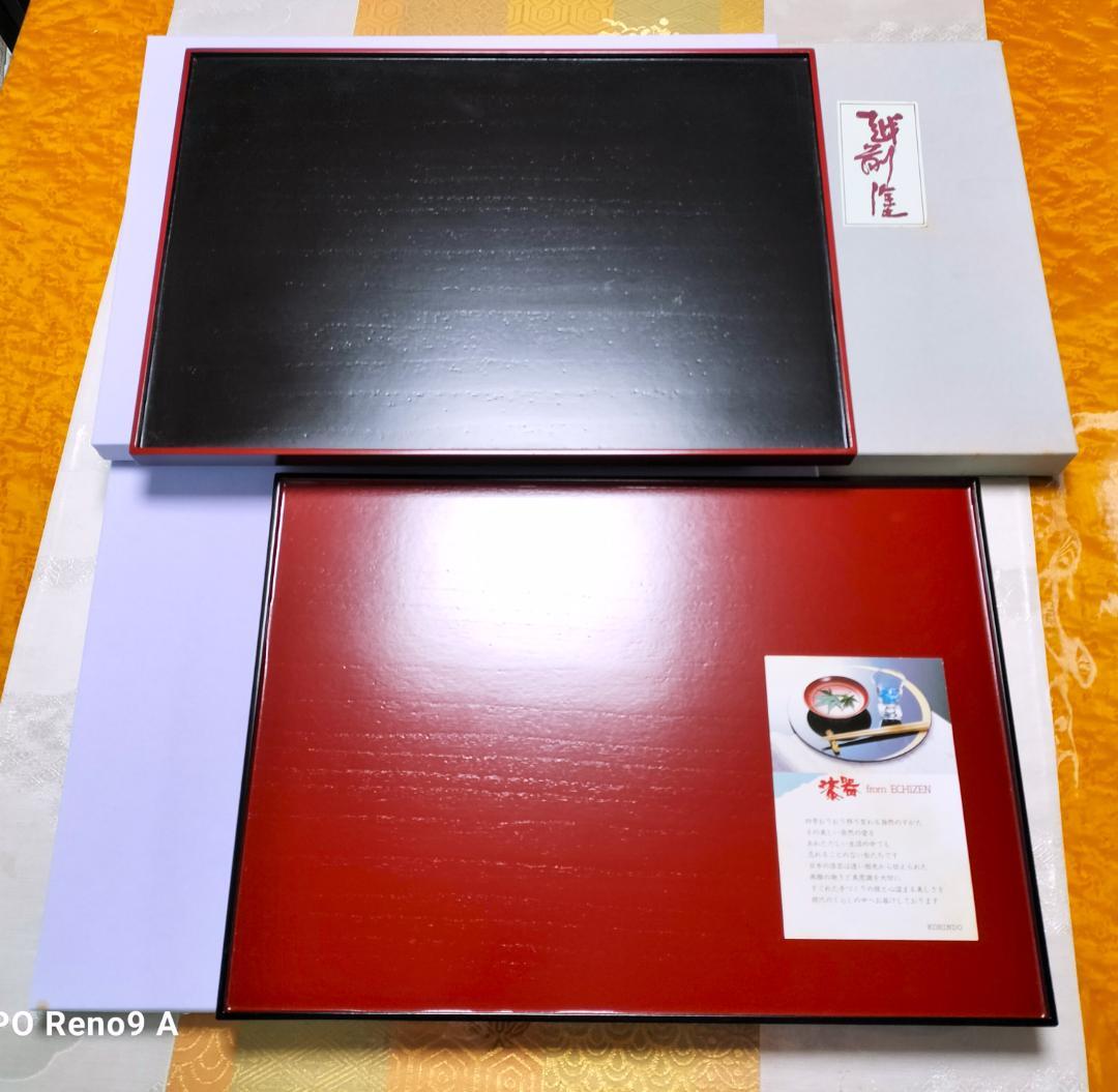 レア！　大きいサイズ　業務用　懐石膳　４２ｃｍ×３０ｃｍ　新品　赤黒両面　茶道具