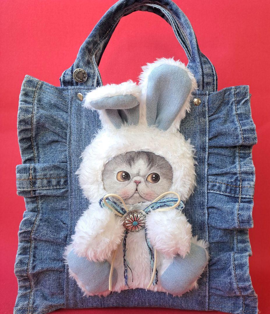 ゆ*ら様 コヤンイサムチョン　マンドゥ　デニムリメイクフリルトートバッグ