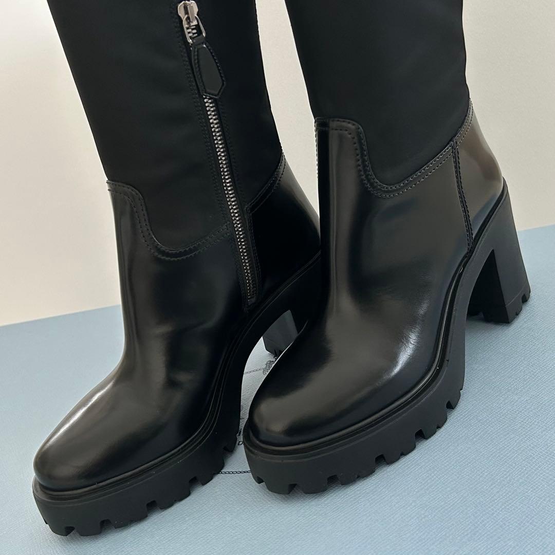PRADA プラダ　ロゴレザー　Re-Nylon リナイロン　ブーツ　新品未使用