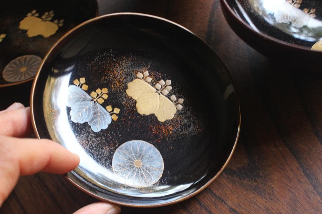 時代逸品！上質紅溜塗に極上高台寺蒔絵の美しいお椀2点（検加賀蒔絵吸物碗蒔絵椀