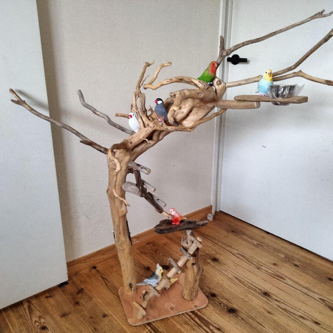 おつぶバードアスレチックジム㊽ 天然木 自然木 流木 止まり木 インコ