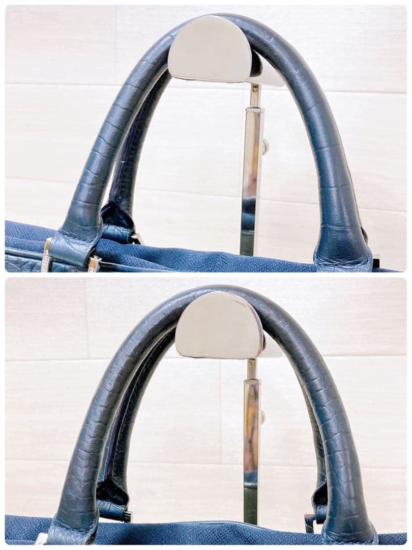 7ペッレモルビダ　キャピターノ　ビジネスバッグ　クロコ型押し　レザー　2way