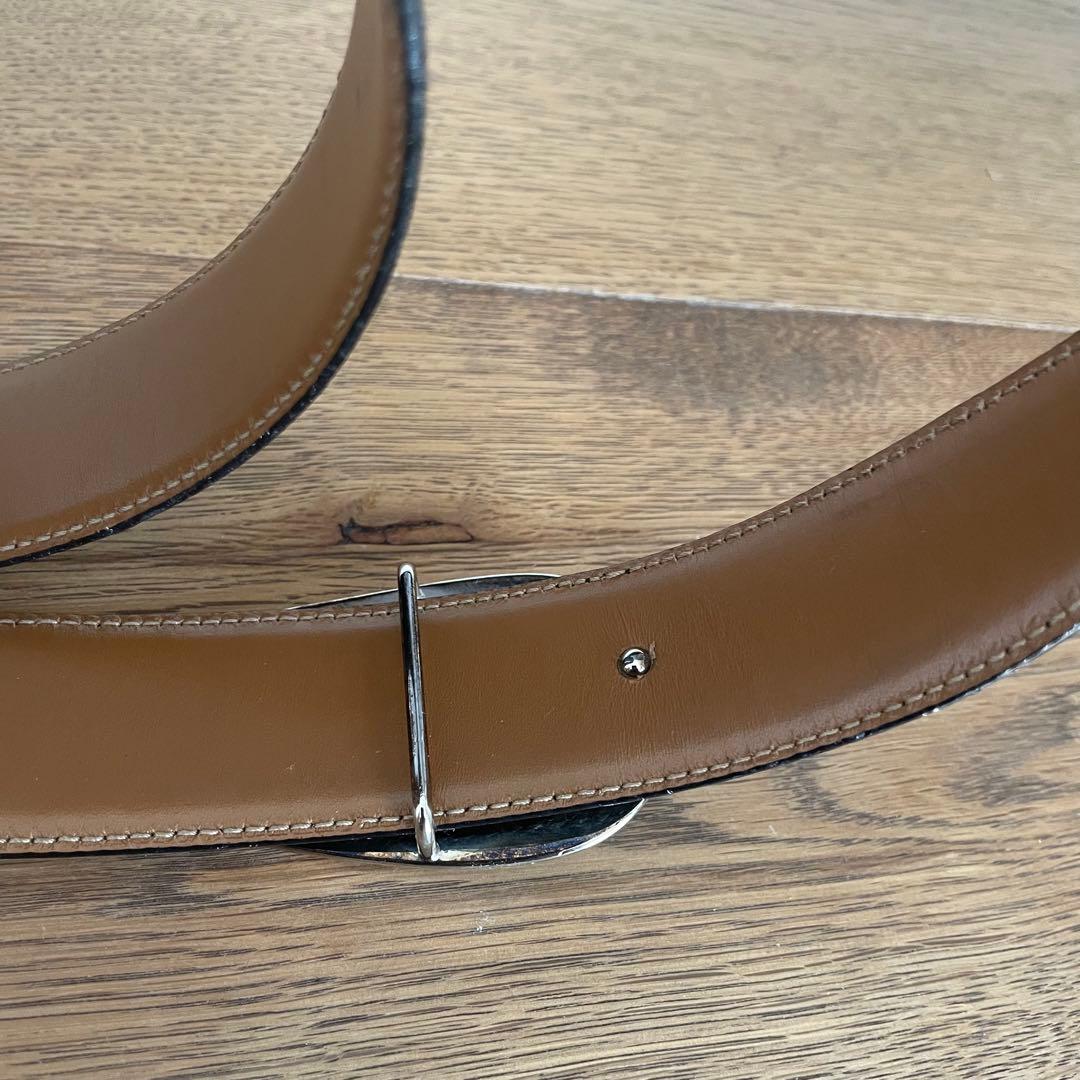 GUCCI レザー ベルト Gバックル シルバー金具