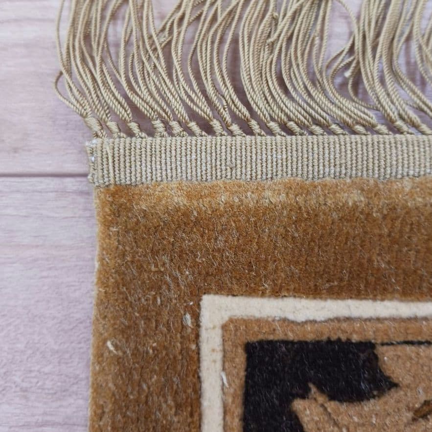 専用Y3140 中国段通 シルク100% 手織り ハンドカット 123×70㎝