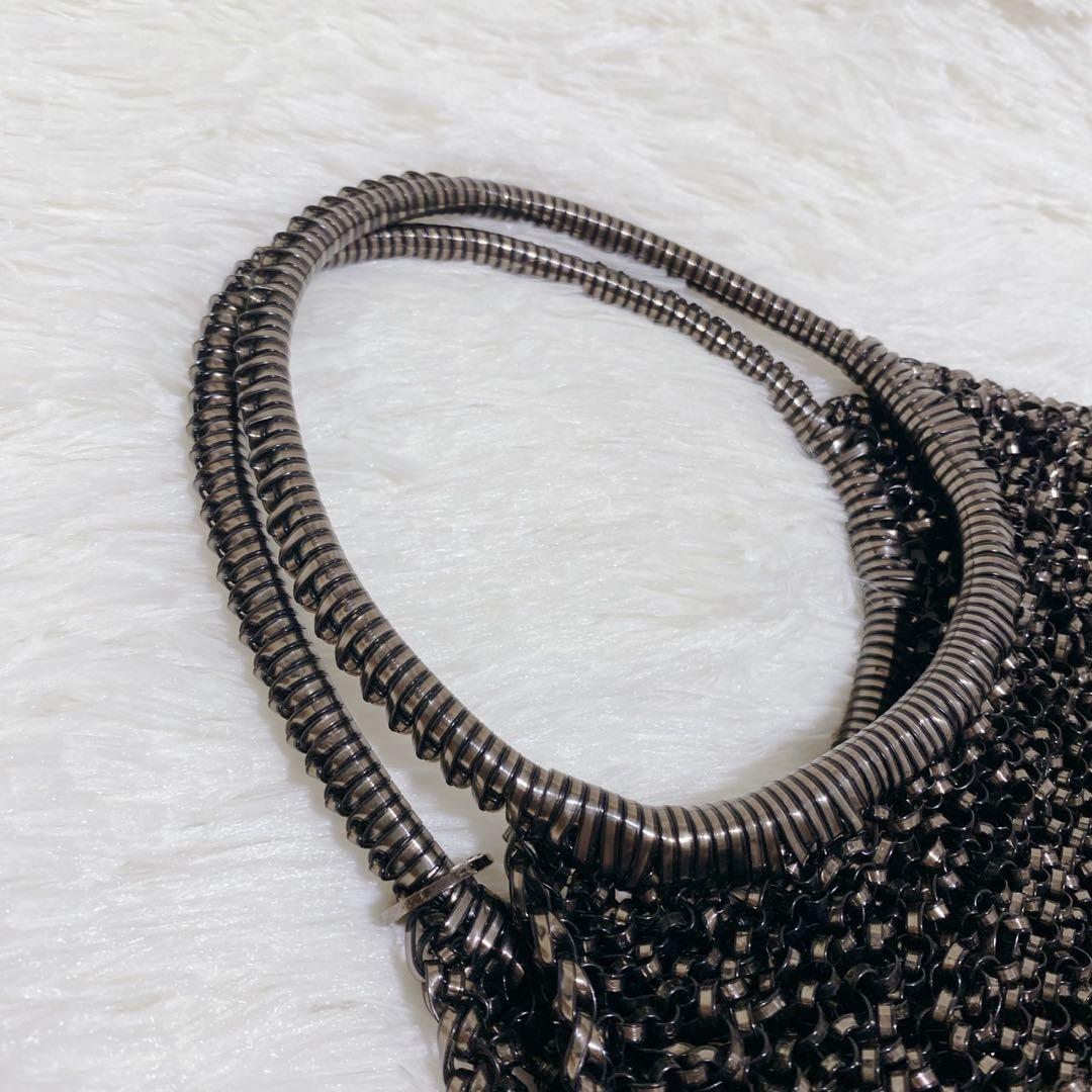 《希少》アンテプリマ ワイヤーバッグ メタリックブラック フラワーモチーフ