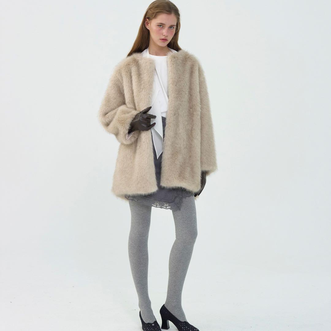 【新品】ribbonbit jade fur coat ファーコート アイボリー