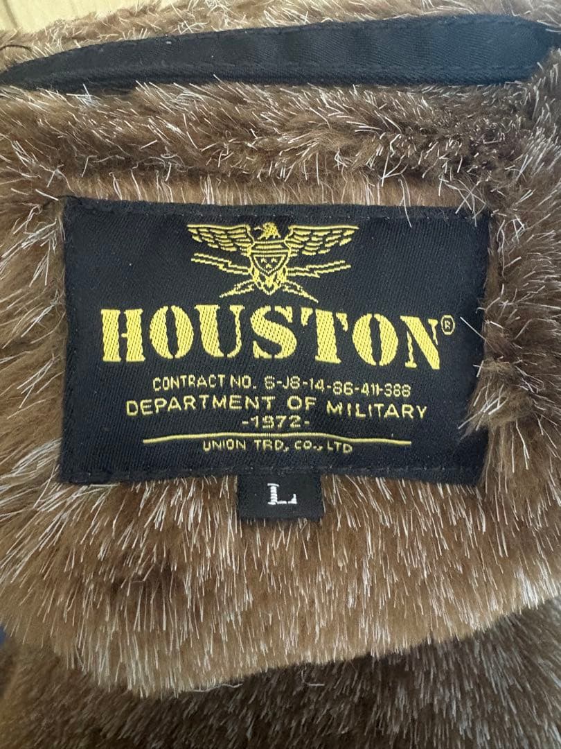 HOUSTON ミリタリージャケット 黒 ボア裏地 ファー襟