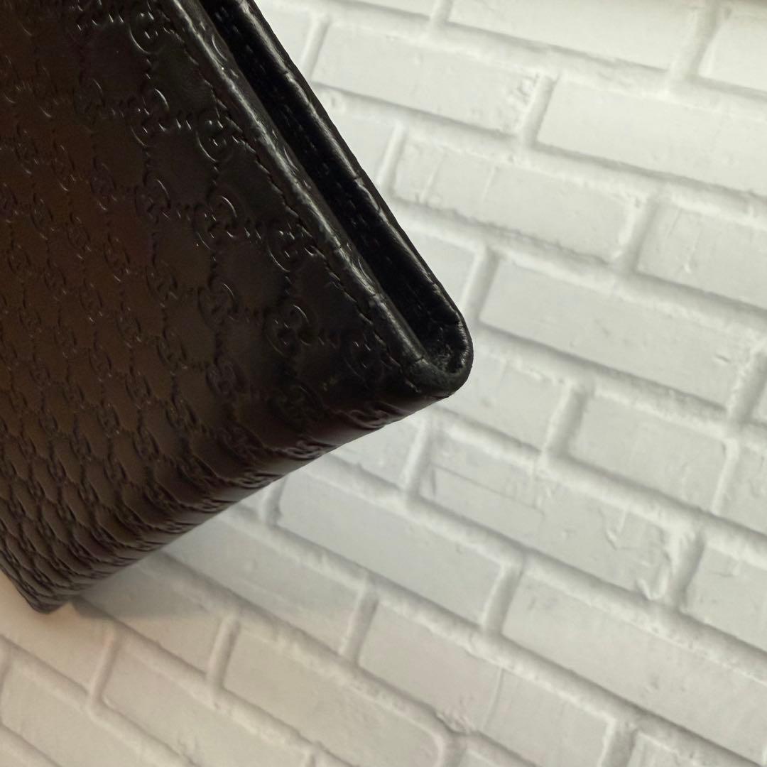 【GUCCI】長財布 マイクログッチシマ レザー/ブラック
