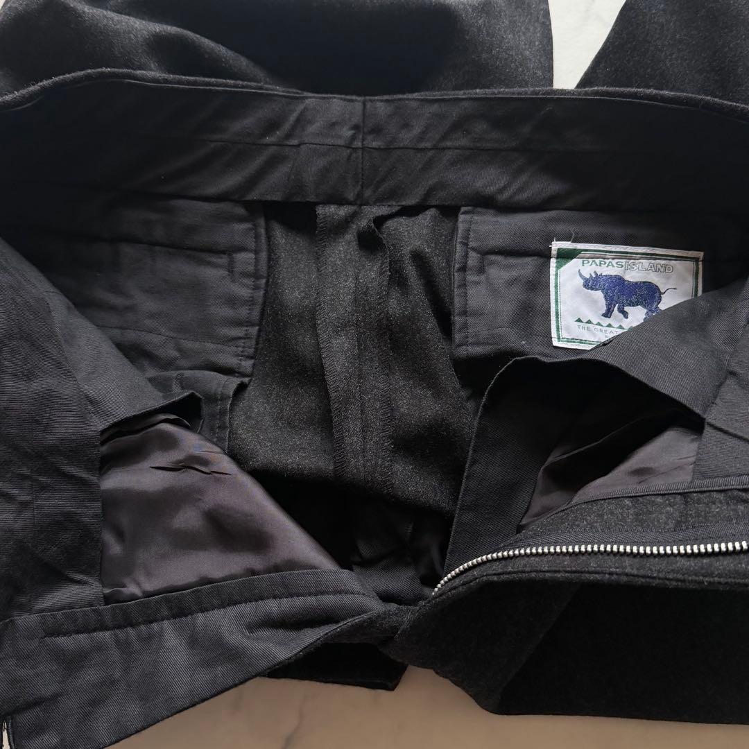 最高級カシミヤ混✨PAPAS ワイド2タックパンツ LL イタリア製最高級生地