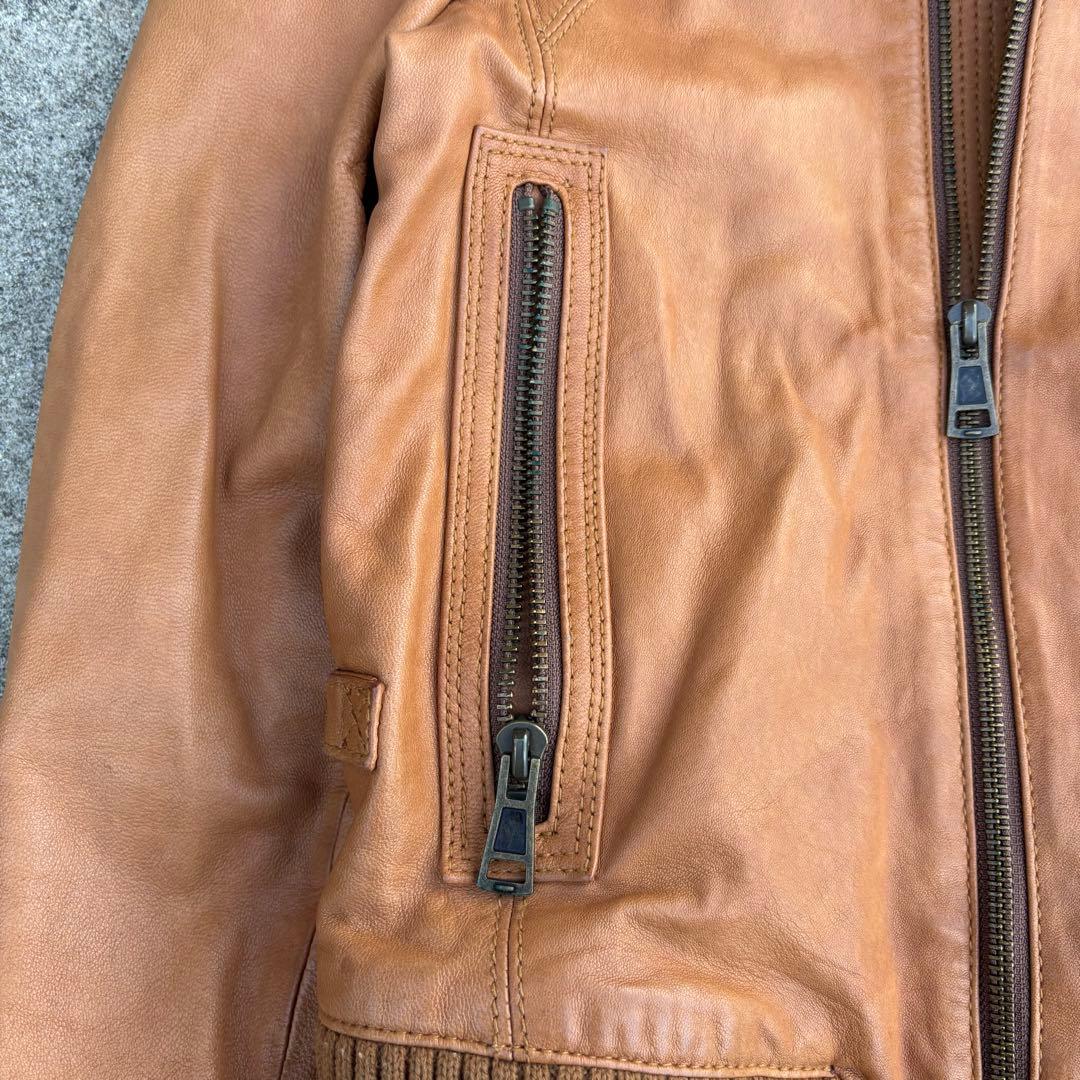 平成ギャル 短丈 本革レザージャケット キャメル y2k アメカジ