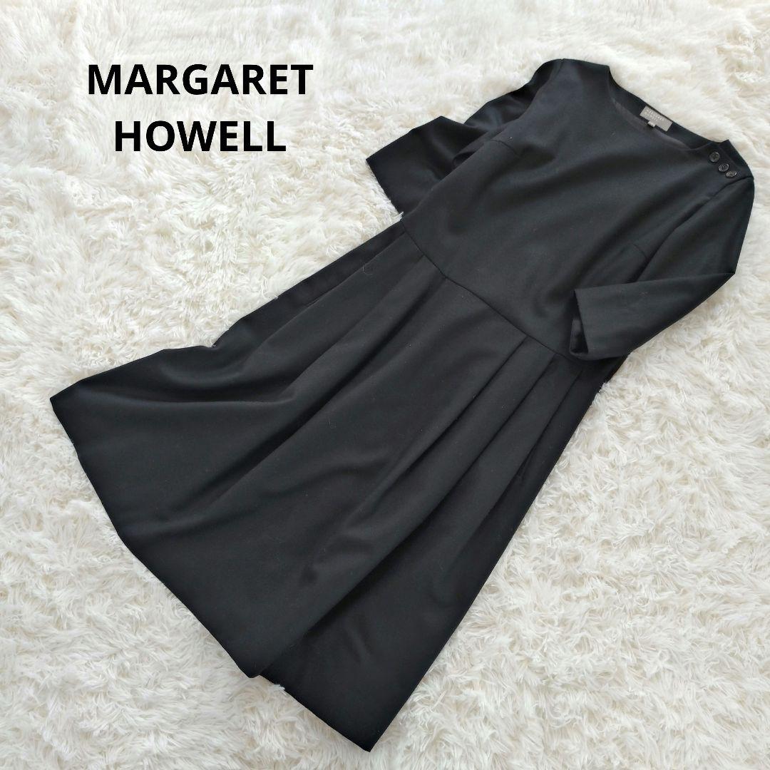 マーガレットハウエル フランネルワンピース ウール ブラック Ⅰ