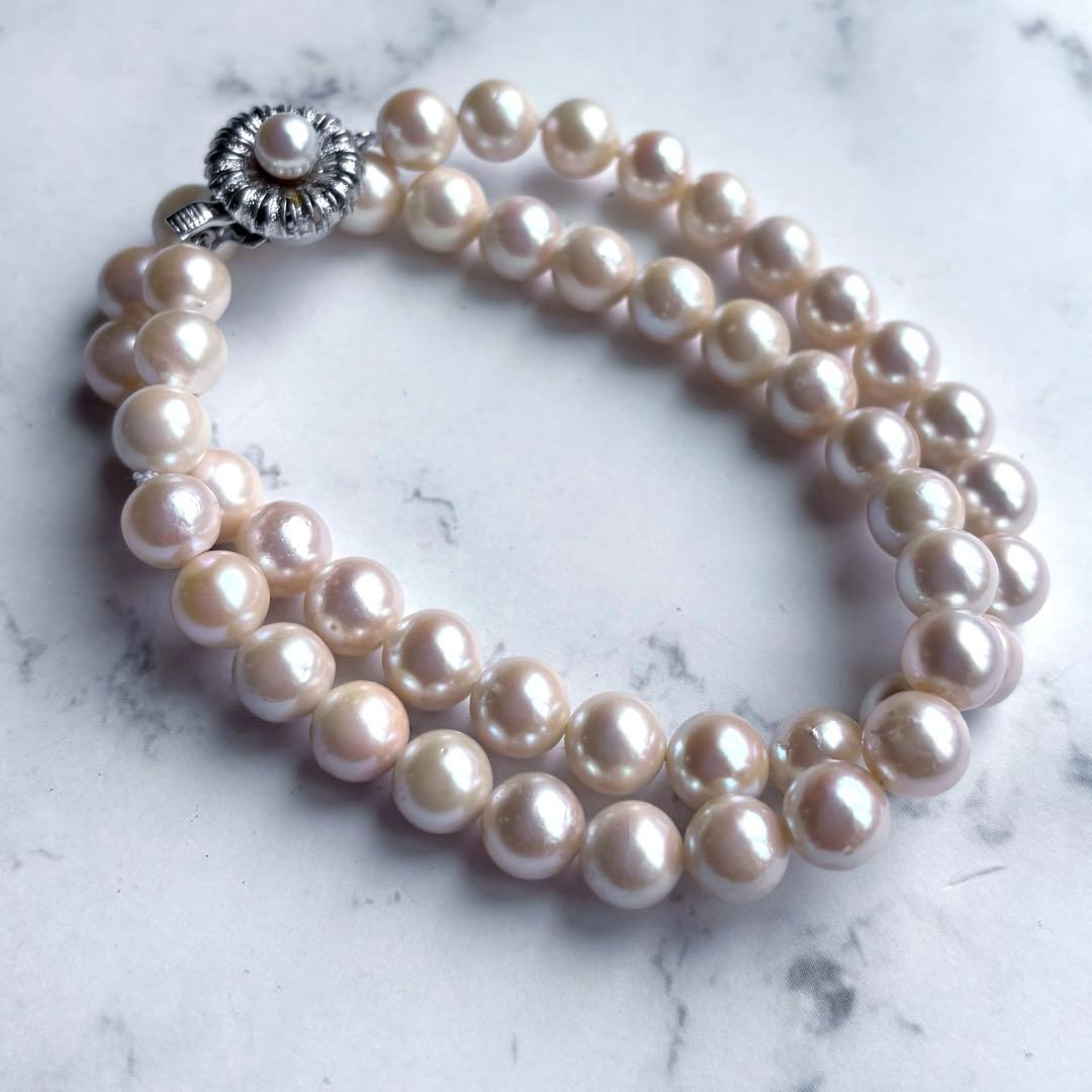 【干渉色◎大珠8mm】あこや本真珠パールネックレス SV刻印 フォーマル冠婚葬祭