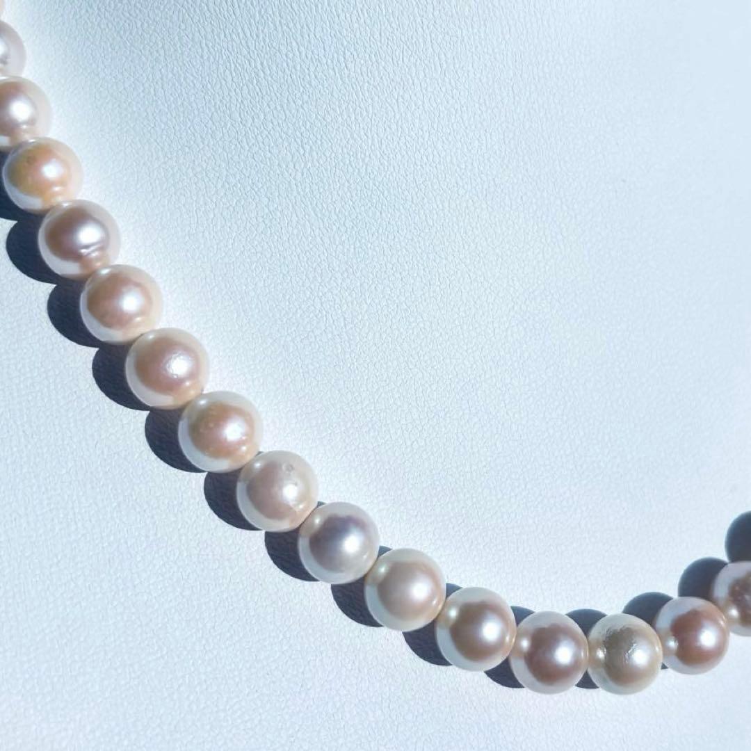 【干渉色◎大珠8mm】あこや本真珠パールネックレス SV刻印 フォーマル冠婚葬祭