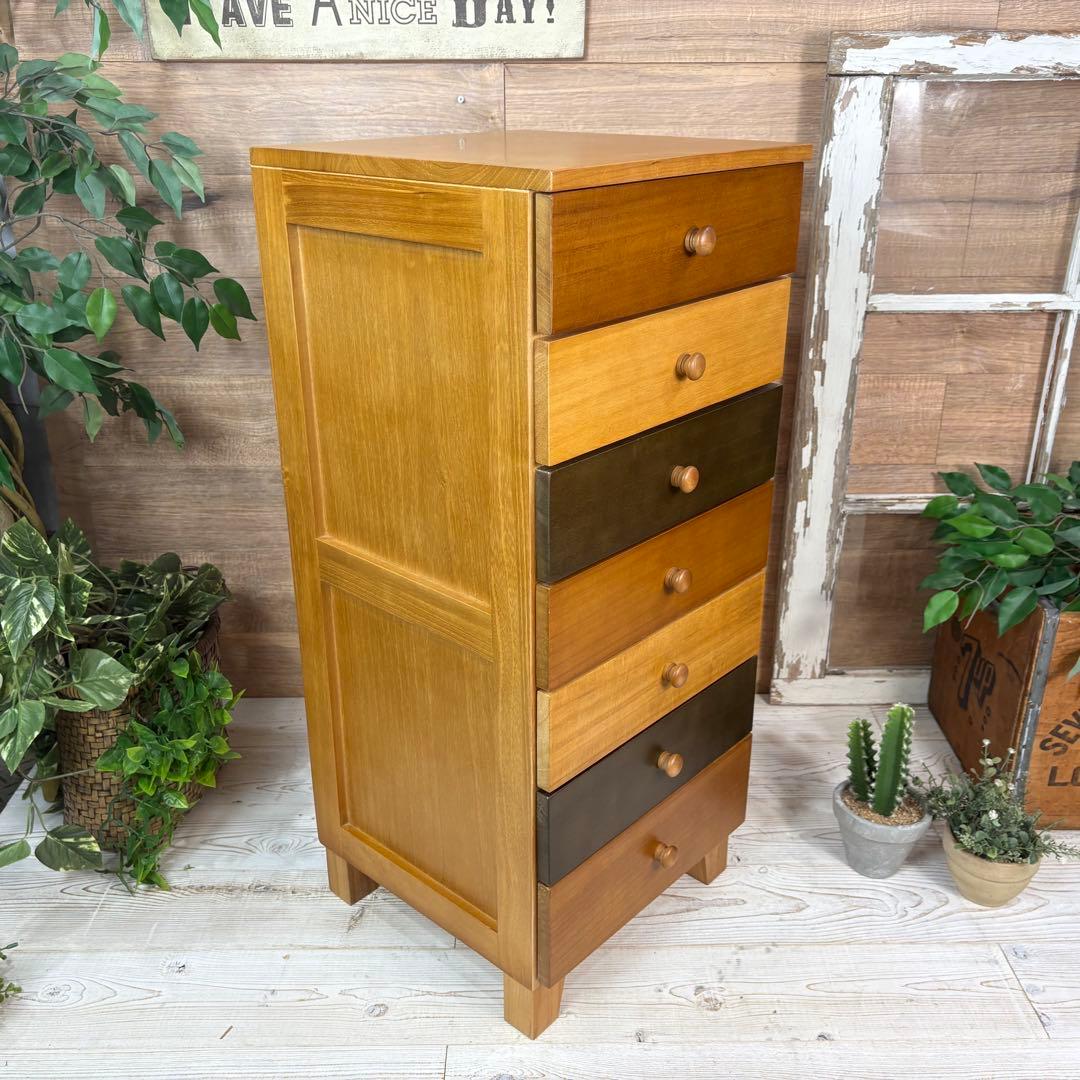 訳あり品【133】ナチュラルウッド桐材無垢木製カラー多引き出し7段チェストタンス