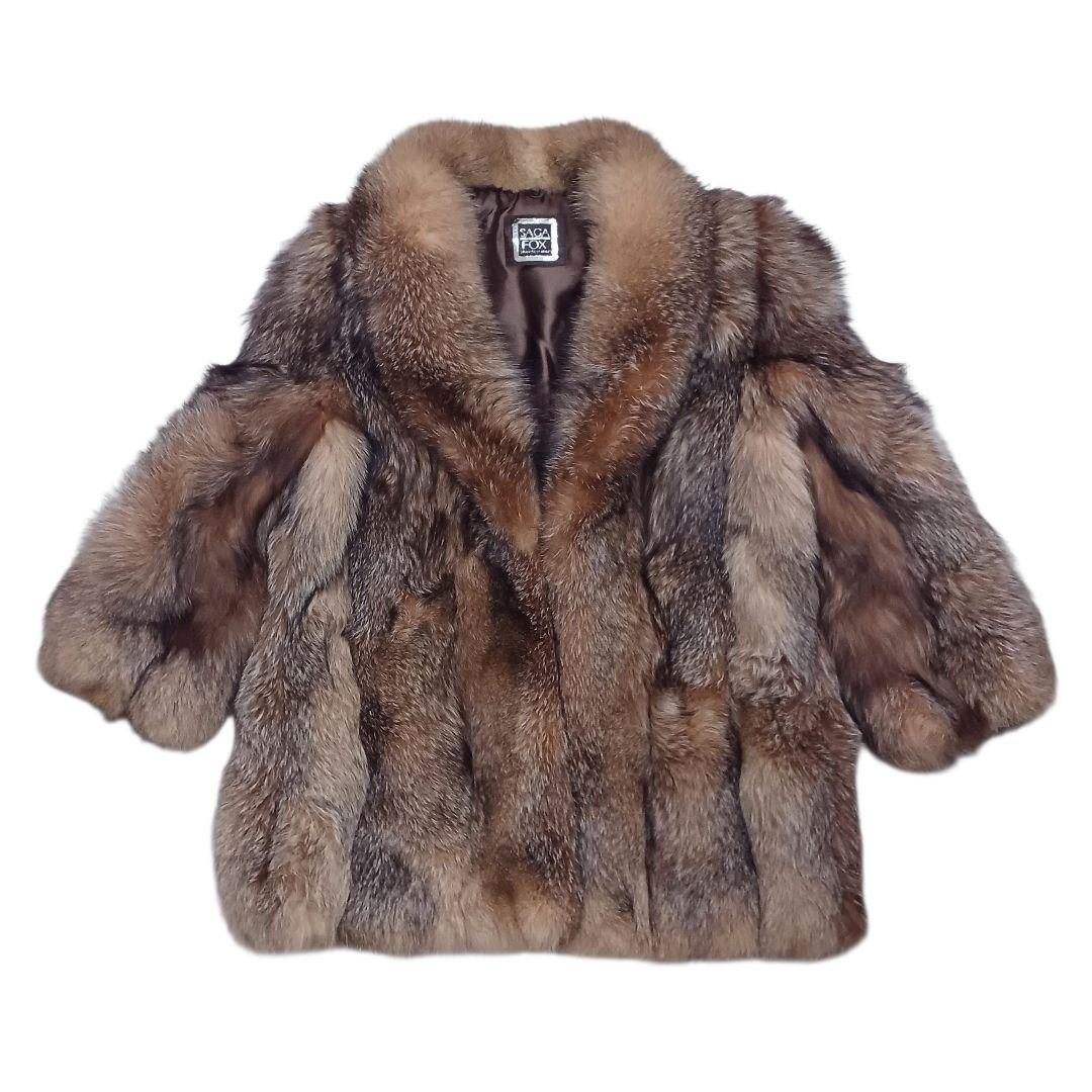 SAGA FOX サガフォックス ファーコート 毛皮 肉厚 13号 ブラウン系