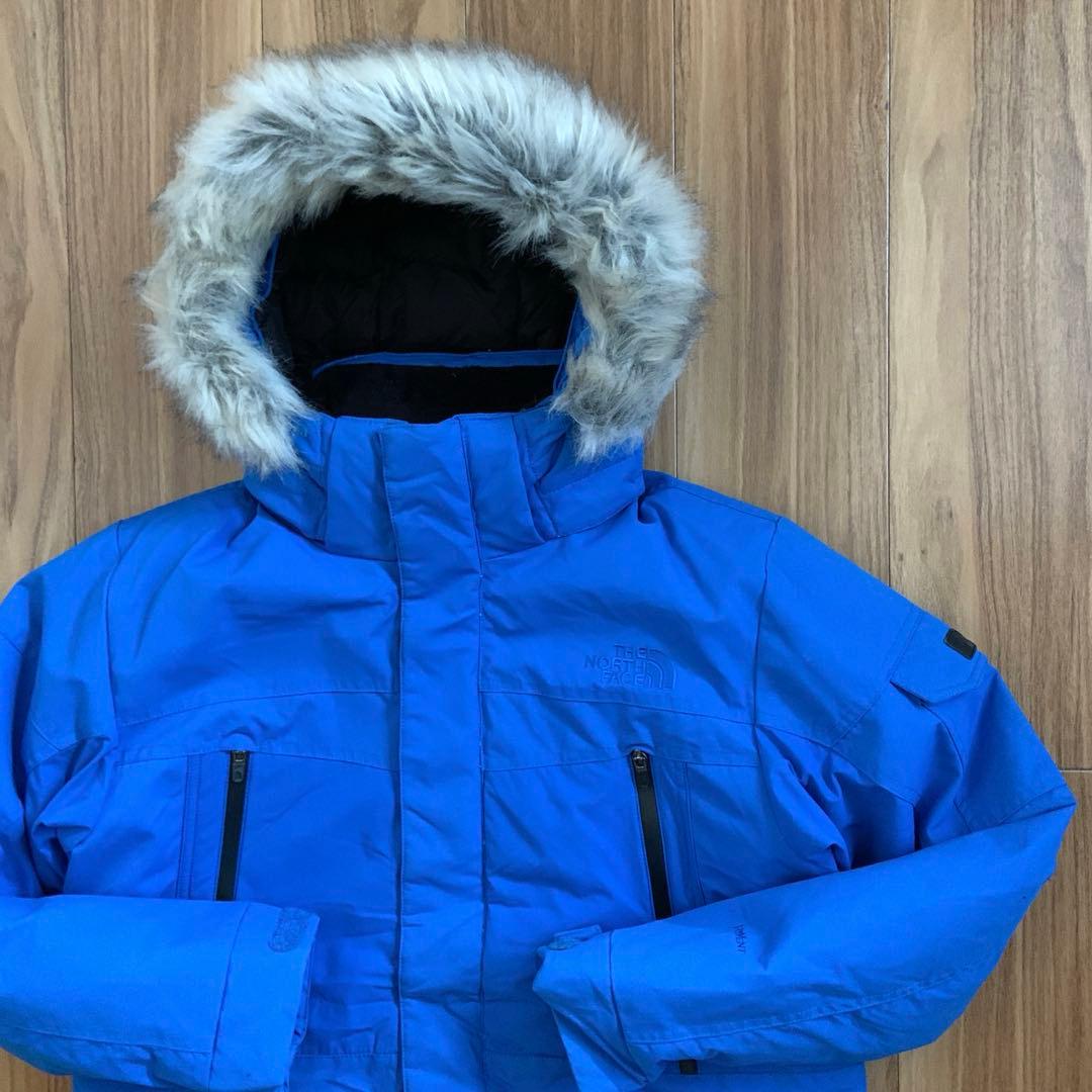 Lノースフェイスハイベントブルー青クラウスダウンジャケットパーカーファー付