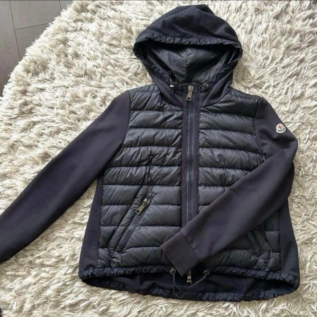 モンクレール　フード　パーカー　ネイビー　ダウン　カーディガン　ダウンジャケット