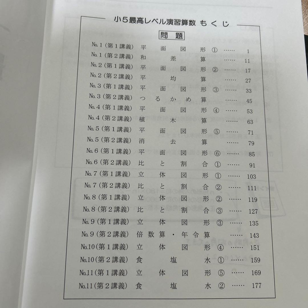 希学園　小5 最高レベル算数　第1〜第4分冊