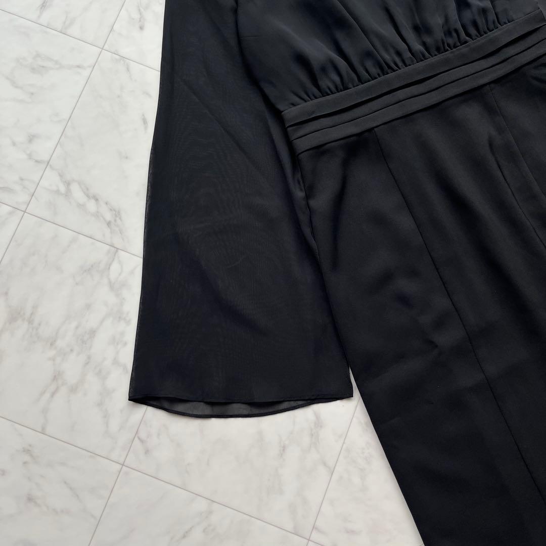 atlo スリットスリーブ　ジレ付きロングワンピース　オケージョン　ブラック　M