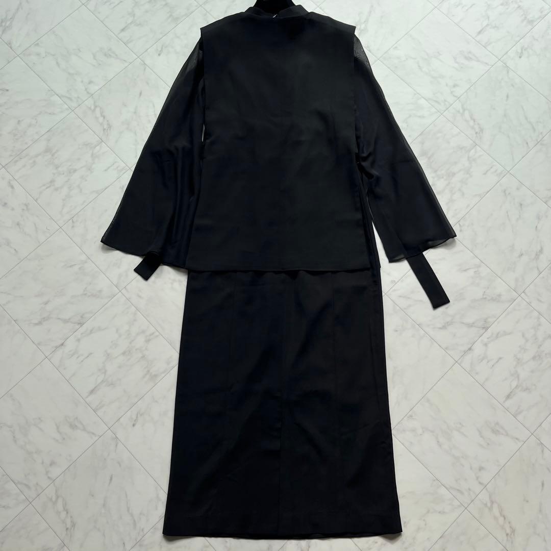 atlo スリットスリーブ　ジレ付きロングワンピース　オケージョン　ブラック　M