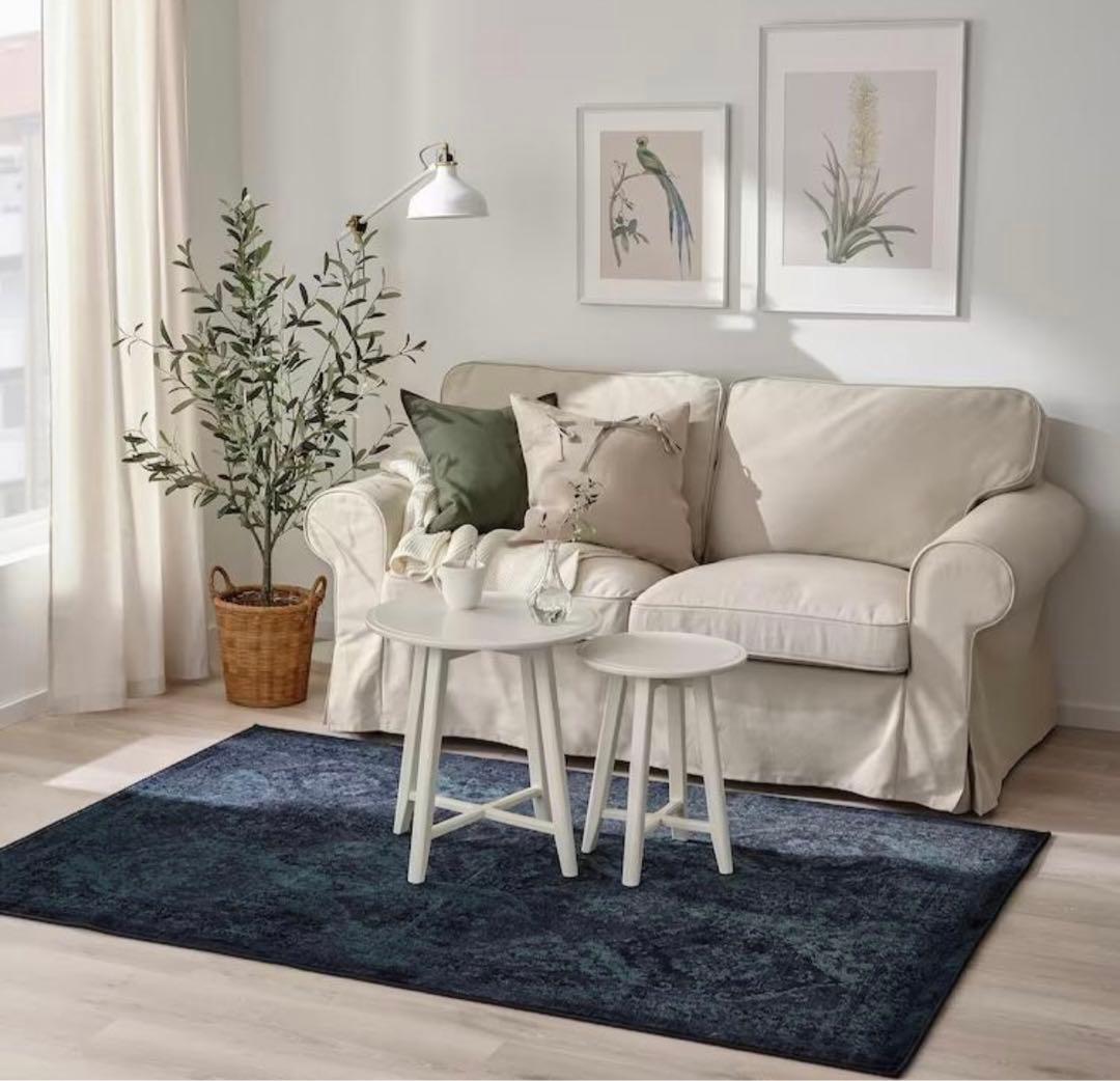 IKEA 絨毯　ラグ　ヴォンスベク　ネイビー