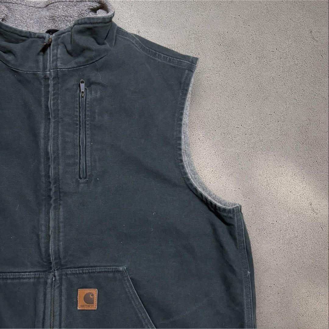 【N86】Carhartt ダック地モックネックベストXLボア裏地フェード